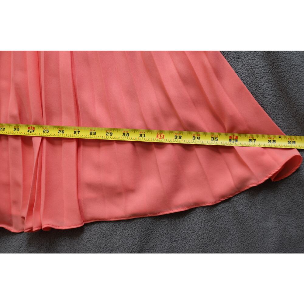 1State Maxi Skirt Size 4 Salmon Pink Striped Flowy Pleated Sheer‎ Feminine Chic - Picture 6 of 13